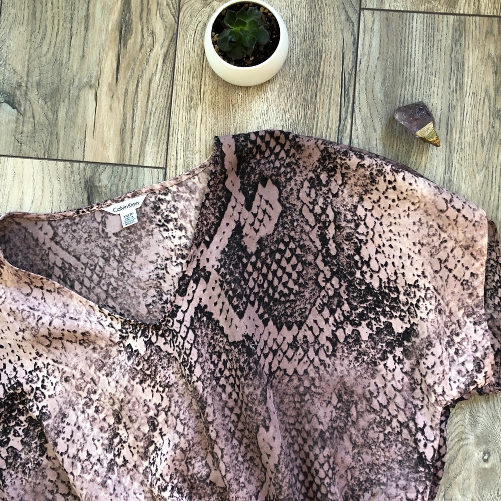Calvin Klein Pink Snake Skin Print Blouse